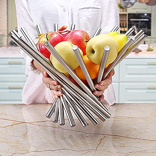 Zrebzyr Fruit Bowl For Kitchen Counter Fruit Basket Stainless Steel Fruit Bowl Fruit Stand Fruit Holder Home Decor Bread Vegetable Storage Organizer For Living Dining Room #TOP5