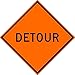 NMC TM190K Detour Sign - 30 in. Heavy Duty High Intensity Reflective Aluminum Traffic Sign with Black Text on Orange Base