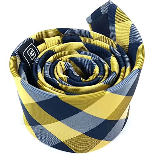 Gravata Masculina Slim Xadrez Amarela Design Italiano