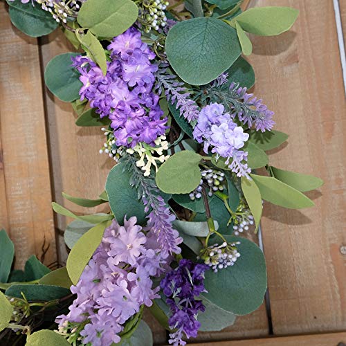 Idyllic 18"Artificial Flower Eucalyptus Leaves Wreath Rustic Farmhouse Decorative Floral Wreath For Front Door Window Wedding Spring thumb #5