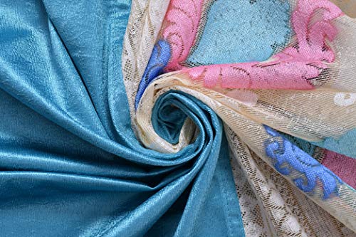 Image of LaVichitra Polyester Door Curtain with Designer Net (7ft, Aqua Blue) -2 Pieces