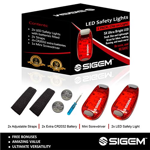Led Safety Lights + Free Bonuses | Clip On Flashing Strobe Light High Visibility For Running Jogging Walking Cycling Best Reflective Gear For Kids Dogs Bicycle Helmet And Bike Tail Light (Red-Red) #TOP2