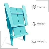 Vista 7 de Silla plegable Adirondack – Plástico HIPS para todo tipo de clima con soporte para tazas – Silla de salón de exterior resistente, ergonómica