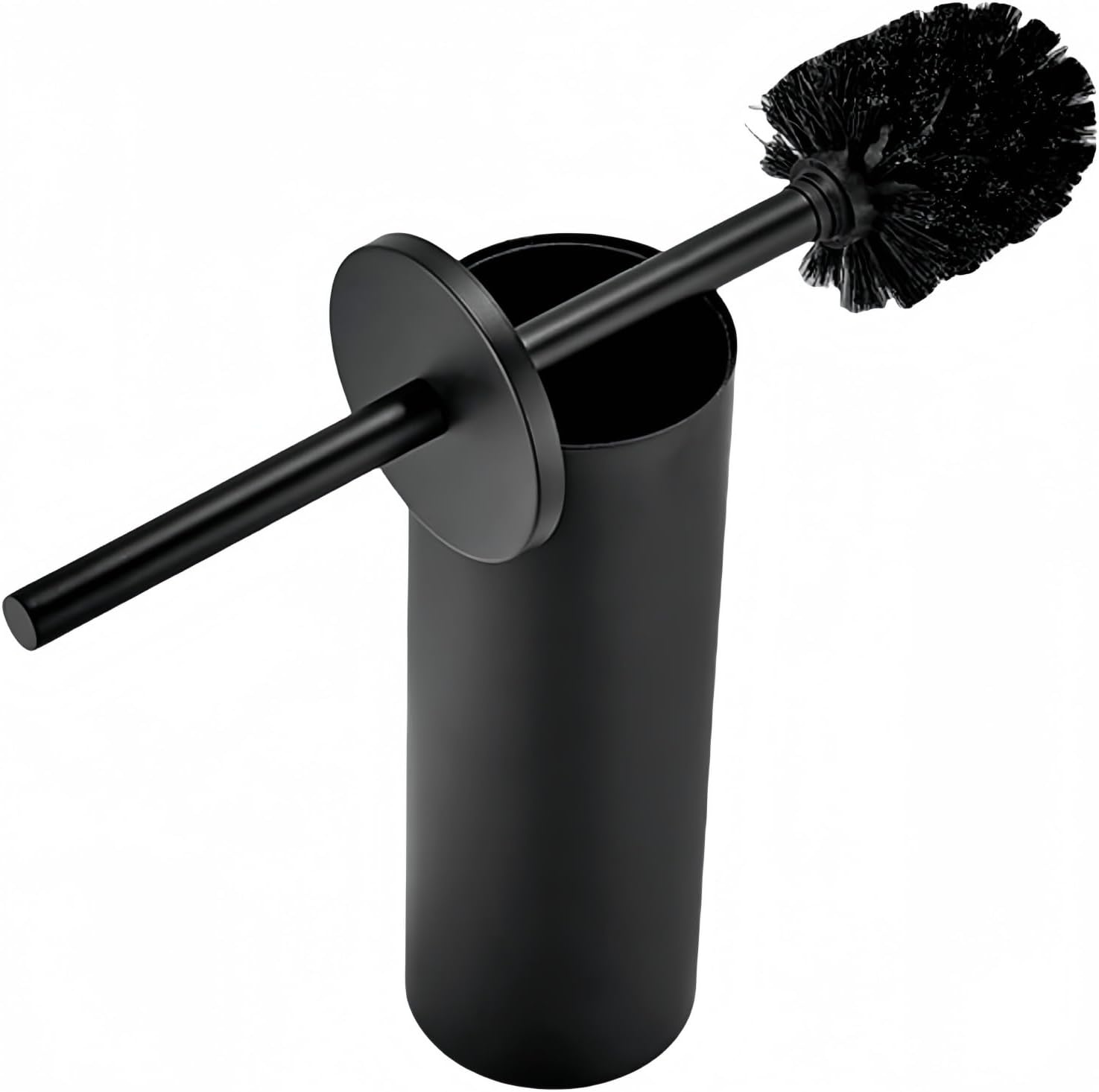 Standing Toilet Brush,Toilet Bowl Brush Holder Set,Bathroom Deep Cleaning Toilet Scrubber Rim Cleaner,304 Stainless Steel Toilet Clean Decorative Accessories for Toilet Cleaning (Matt Black)