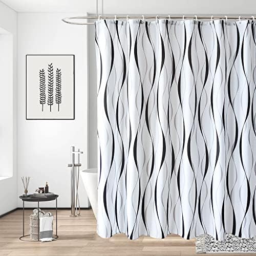 Trimming Shop Shower Curtain Polyester Fabric Bathroom Curtain Mould & Mildew Resistant With 12 Curtain Hook Waterproof Bath Curtain 180 x 180cm Long Shower Curtain Liner, Geometric Pink & Grey