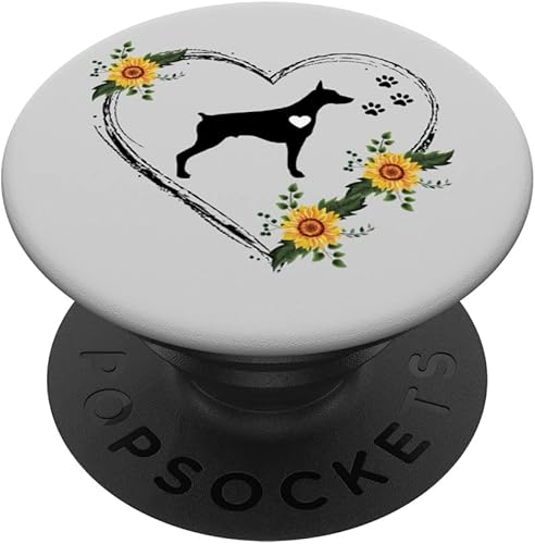 Doberman - PopSockets intercambiables con huellas de patas en color gris