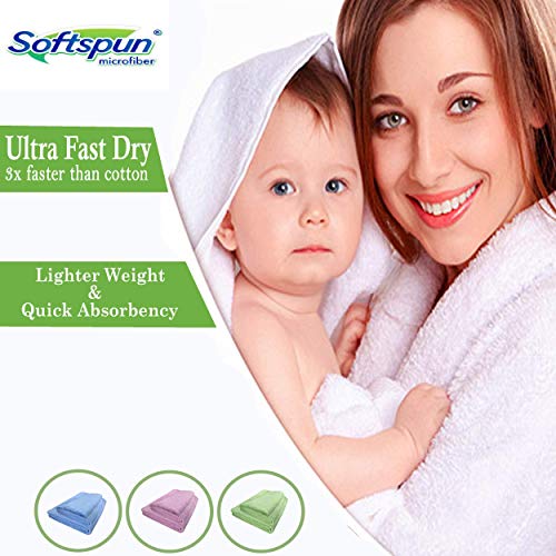 Image of SOFTSPUN Microfiber Baby Hand & Face Wipes 30x30 Cms 5 Piece Towel Set, 340 GSM (Multicolor) Super Soft & Silky for Hand, Face, Body - Hypoallergenic Sensitive Skin Wipes & Washcloths.