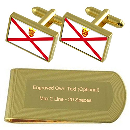 Gemelos de oro con money clip grabado y pasador juego elegante de diseño distintivo