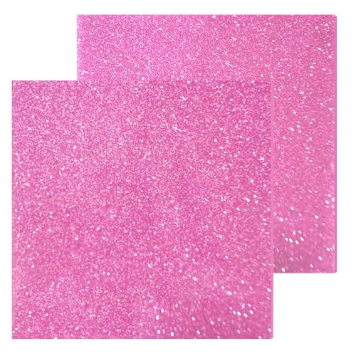 Image of Glitter Acrylic Sheets, 8x8, 1 /8 in Thick, Pink, 2 Pack | 3mm Cast Sparkly Acrylic, For Laser Cutting, Engraving, Invitation Blanks, Festival Decorations