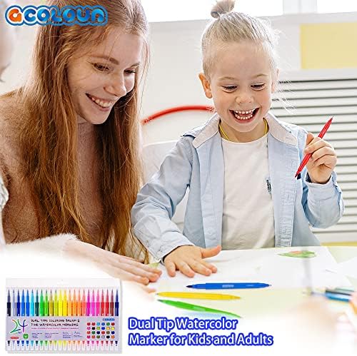 24 Colors Watercolor Paint Markers, Dual Tip Coloring Paint Markers Set Brush Pen and Fine Tip for Kid and Adult Coloring, Painting, Sketching and Drawing, School Supplies and Art Supplies 9 51PWSmv3HOL. AC