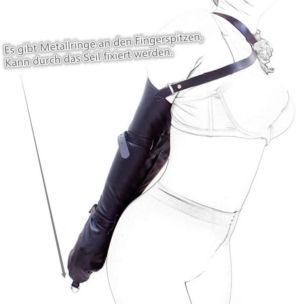SXOVO Brazo Puños Cuero Bondage Correas Brazo Bondage Esposas Sistema de sujeción SM Fetish Sex Toy (Negro)