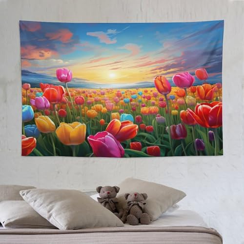 Art mural en tissu grand format 150x230 facile à suspendre décoration chambre fleur