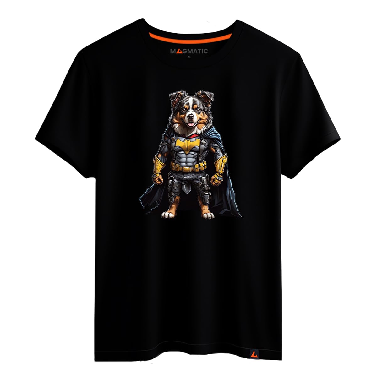 Magmatic - Australian Shepherd T-Shirt The Black Knight Comics, for Men Unisex Child, Super Beasts Collection Black Premium T-Shirt 100% Cotton, Superhero Gift, Comics Fan