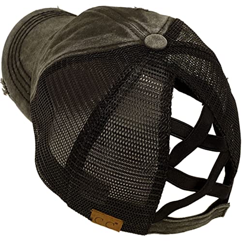 Image of C.C Ponytail Criss Cross Messy Buns Ponycaps Baseball Cap Dad Trucker Mesh Hat