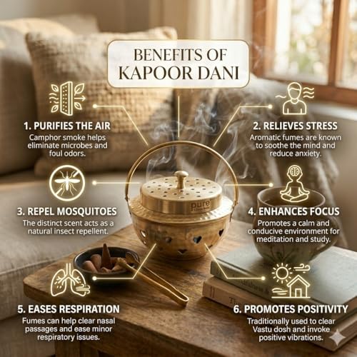 Image of Pure Source India Brass Kapoor Dani, Aroma Diffuser, Bakhoor Dani, Incense Burner, Pack of 1, Hear Shape (Heart Design)