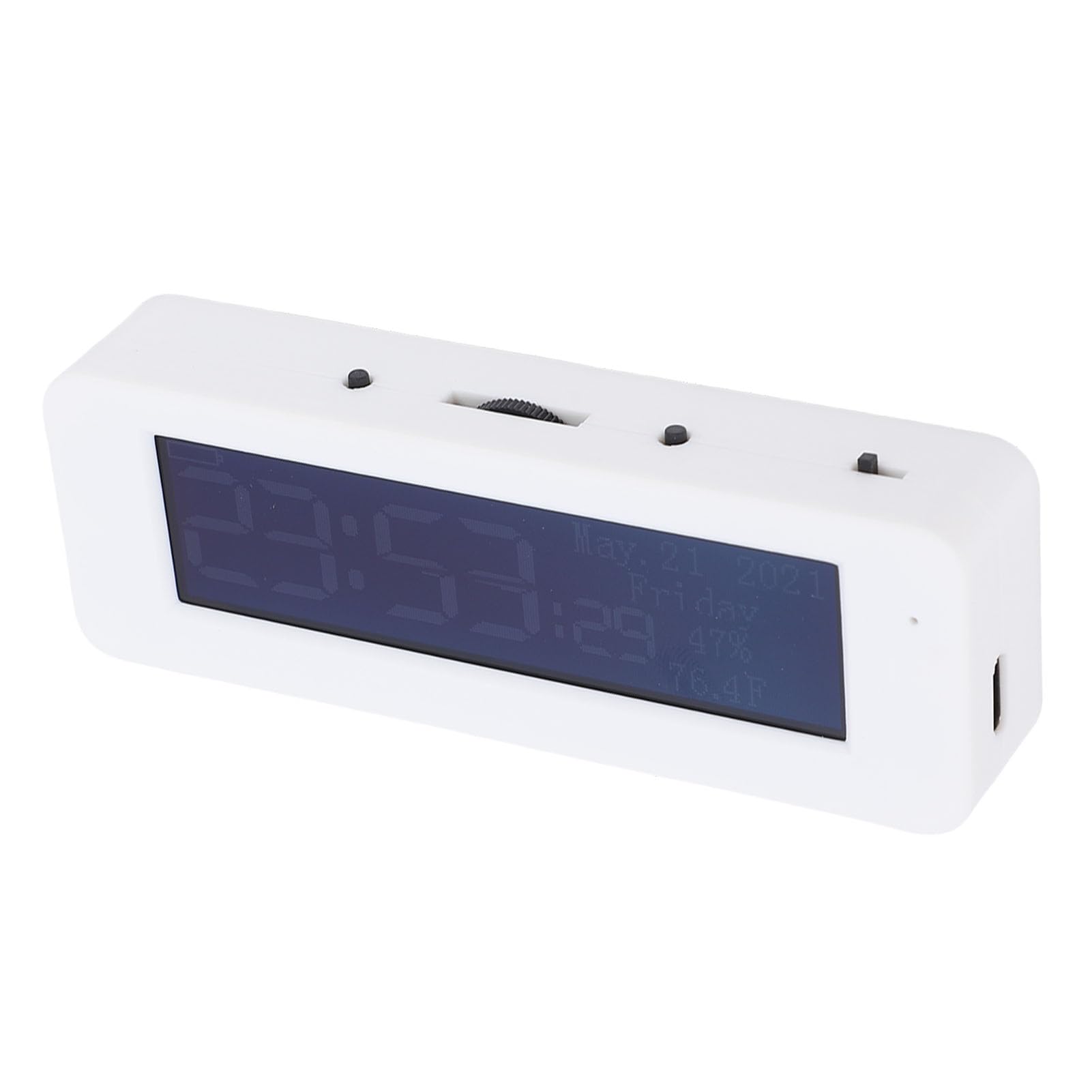 Fockety Analizzatore di Spettro, Display Analizzatore di Spettro Gamma 20Hz 20kHz, Visualizzatore con Ora, Data, Temperatura, umidità, per Musicisti di Casa in Auto Audiofili (Schermata blu con