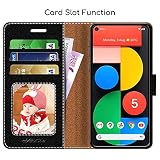 ebestStar - Etui Dla Google Pixel 5, Portfel Ochrona Magnetycznym Klipem, Skóra PU, Kieszenią na Karty, Czarny, Czerwony