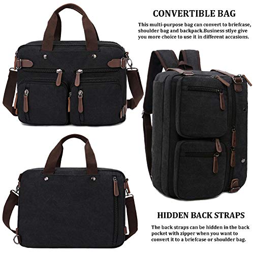 3 in 1 Convertible Laptop Backpack, 17.3 inch Messenger Bag for Men, Multi-Functional Travel Laptop Bag for College Men Women (17.3 Inch, Black)4