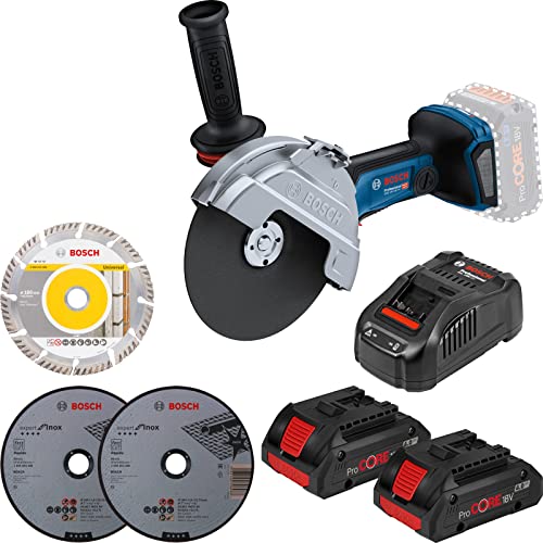 Bosch Akku-Winkelschleifer GWS 18V-180 PC / 2x 4,0 Ah ProCore + GAL 1880 CV