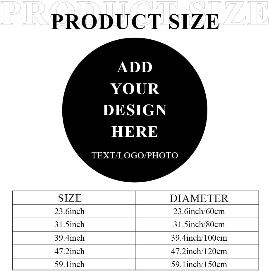 Skyweaver Custom Round Rug, Personalized Washable Circle Area Rug for Playroom Non Slip, Soft Area Rugs for Bedroom Baby Kids Room Indoor Play Mat Throw Carpet for Dorm Nursery (48in)