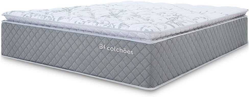 Colchão Casal Molas Ensacadas Premium Pillow Top Sleep Cinza 138x188cm BF Colchões