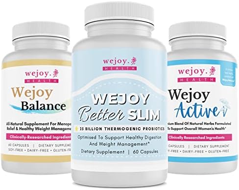 WEJOY. MenoSlim Pack Balance Active Better Slim Bundle – Menopause Probiotic Supplement for Hot Flashes, Weight Loss, Bloating, Cravings and Gut Health