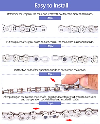 Image of Bike Chain Kit, Single Speed Multi-Function Bike Mechanic Repair Kit, Chain Breaker and Bike Link Plier with Hook and 6 Pairs Bicycle Buckle, Reusable