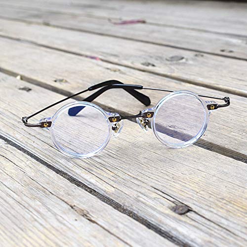 Image of Blue Light Blocking Glasses Computer Game Vintage Small Round Acetate Eyeglasses Frames