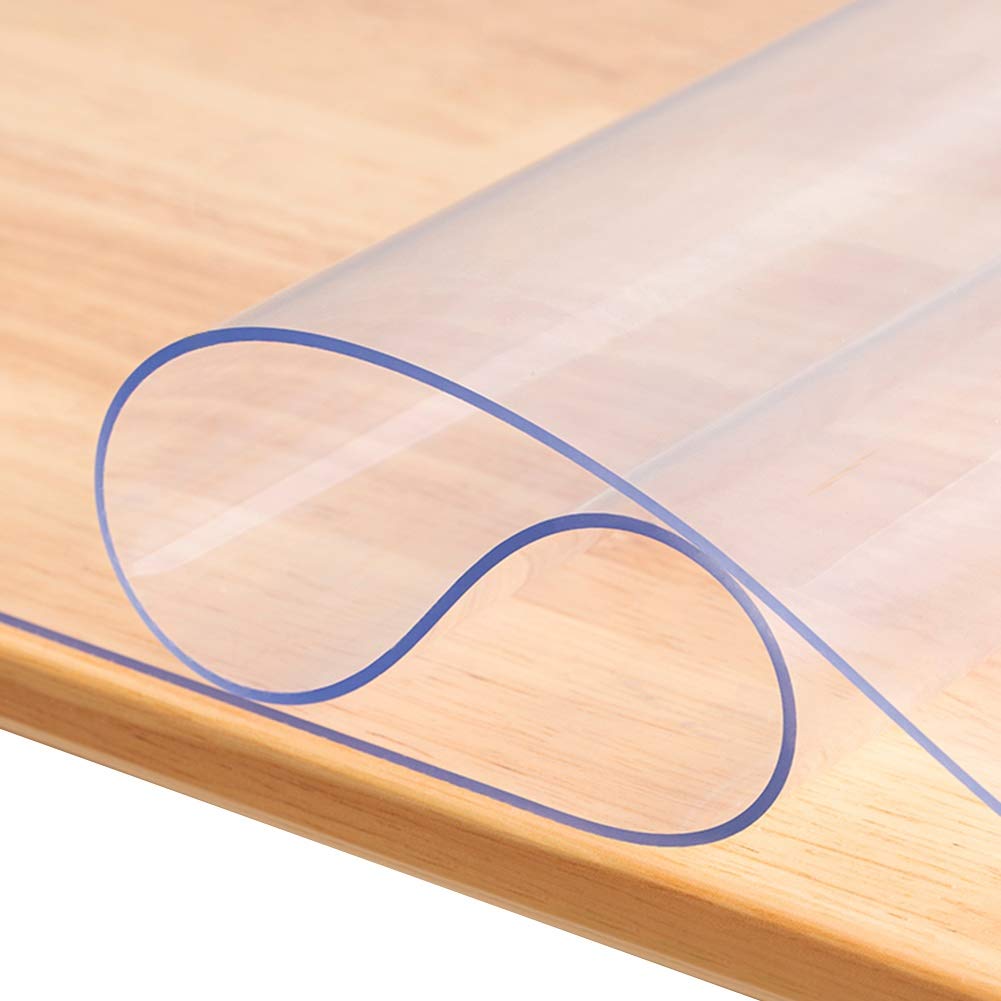 Transparante Tafelbeschermer 100x200cm - 3mm PVC Tafelfolie Met Afgeschuinde Hoeken, Waterdicht & Oliebestendig