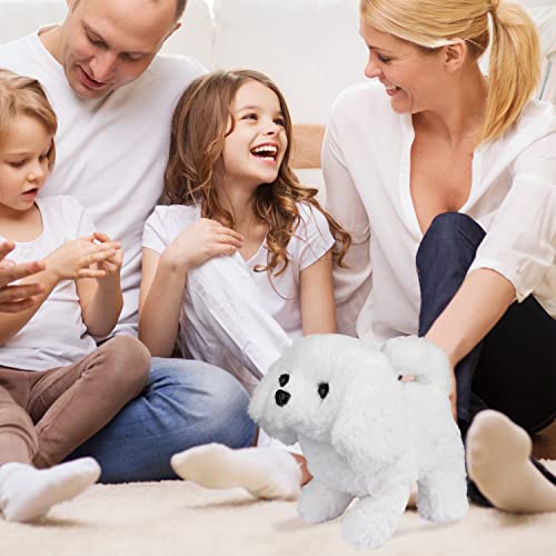 Image of WorWoder Plush Teddy Toy Puppy Electronic Interactive Pet Dog - Walking, Barking, Tail Wagging, Stretching Companion Animal for Kids (Bichon Frise)