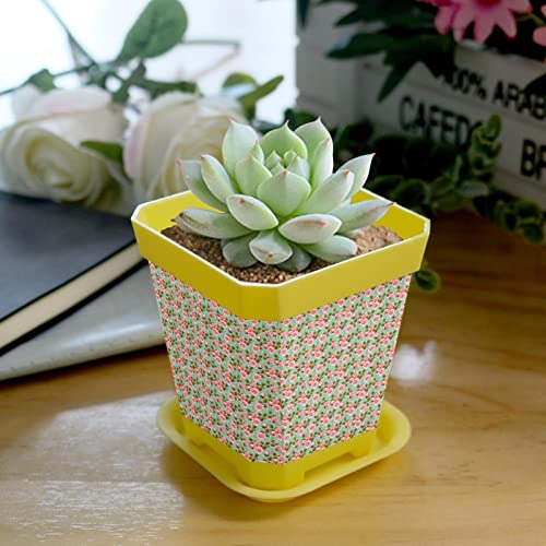 Mersov Pot Planter With Drainage, Garden Flower Pots For Indoor Plants, 8 Pieces Indoor Outdoor Plant Seed Starting Pots Pink Rose Flowers Green Leaves #TOP4