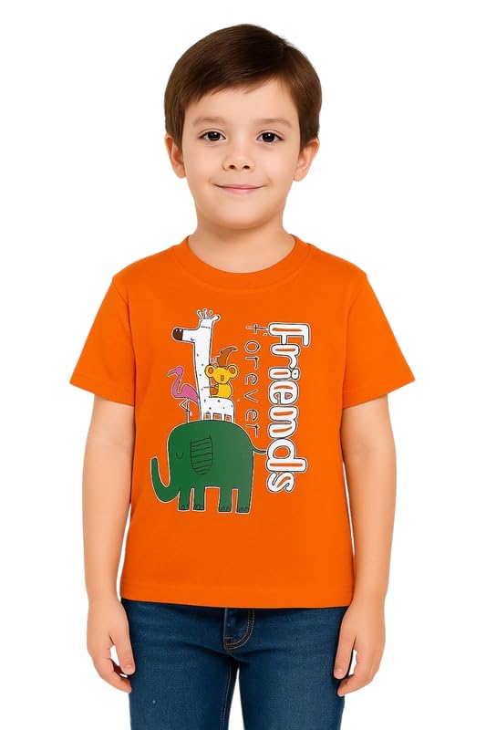 Image of Trendy Printed Cotton Blend Half Sleeve T-Shirt for Boys - Pack of 2