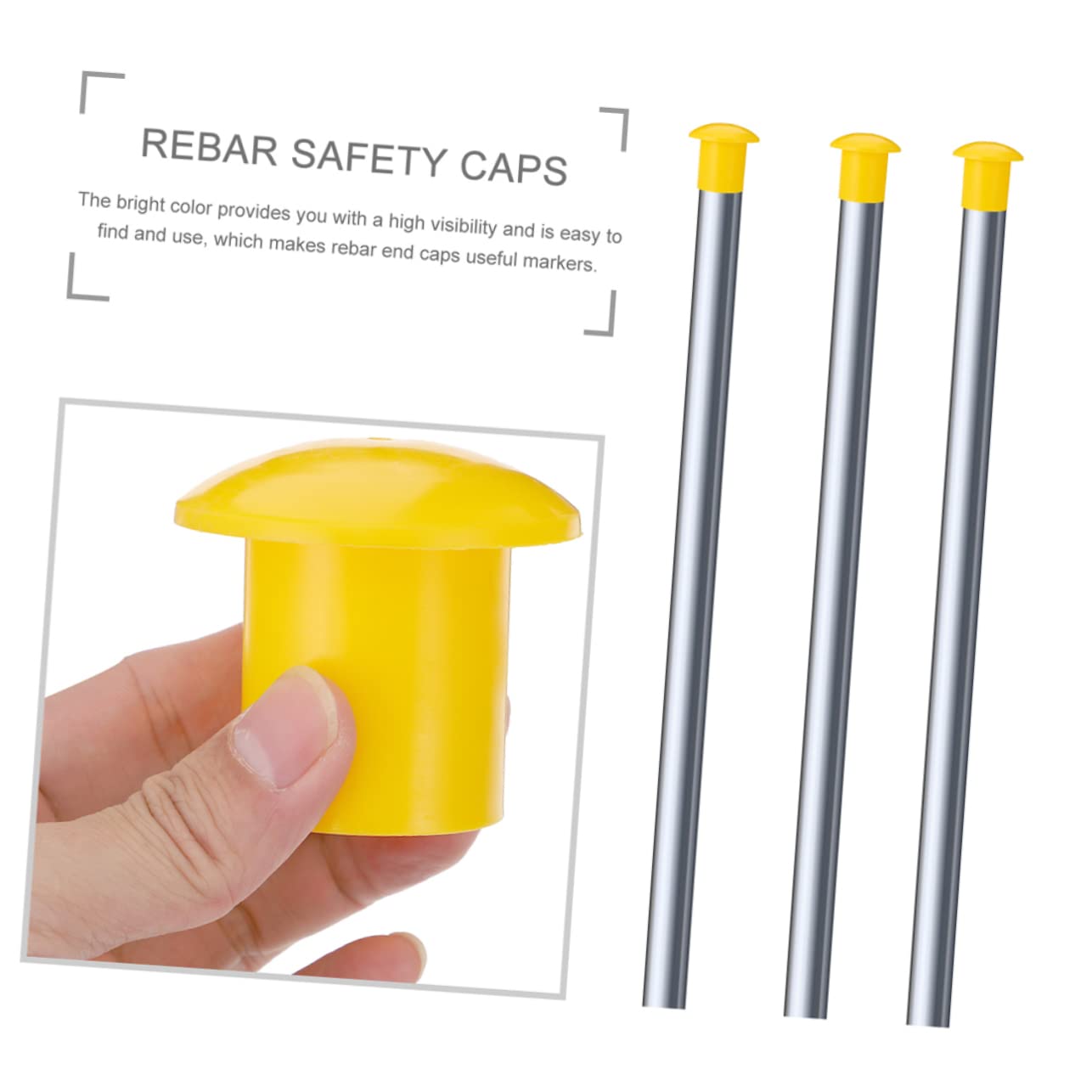 Capuchon de Sécurité pour Barres D’armature Jaune 10-32, 60 Pcs