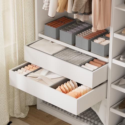 10 Pack Drawer Organizer for Clothes, Underwear Drawer Organizer Bins, Foldable Fabric Closet Storage Organizers, Drawer Dividers for Bras Undies Socks Ties, Grey - Image 4