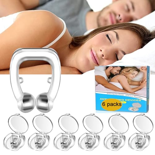 6 Pièces Pince Nez Anti Ronflement, Silicone Magnétique Clip Nasal, Dilatateur Nasal Réutilisable, Dispositifs Anti-ronflement, Pince Ronflement