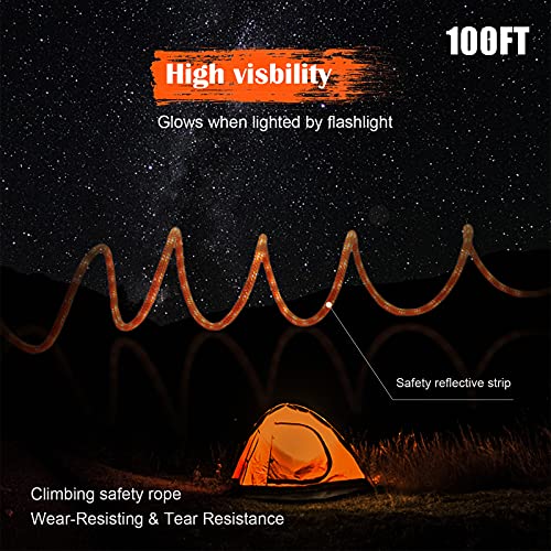 Dog Tie Out Cable for Camping, 100ft Reflective Overhead Trolley System for 2 Dogs, Portable Dog Hitching Lead up to 300lbs, Dogs Runner for Yard Camping Training Running Hiking Outdoor - Image 3