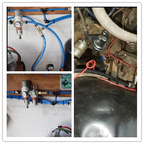 HUAZIZ 10 Meter PU Pneumatikschlauch Pneumatic Polyurethane Schlauch Flexibel Druckluftschlauch Außen 8mm x Innen 5mm Blau, mit 8 Stück Pneumatikverbinder Air Push-Schnellkupplungen (Y/T/L/I förmig)