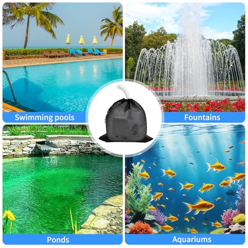 YIZHIXIANGQ Pumpenfilter-Netzbeutel, 2 Stück Filterbeutel Aquarium, Teichpumpe Filterbeutel, 45 x 45 cm, Pumpennetzbeutel mit Kordelzug, Pumpen-Barriere Tasche, Filtertasche für Aquarium Garten Teich