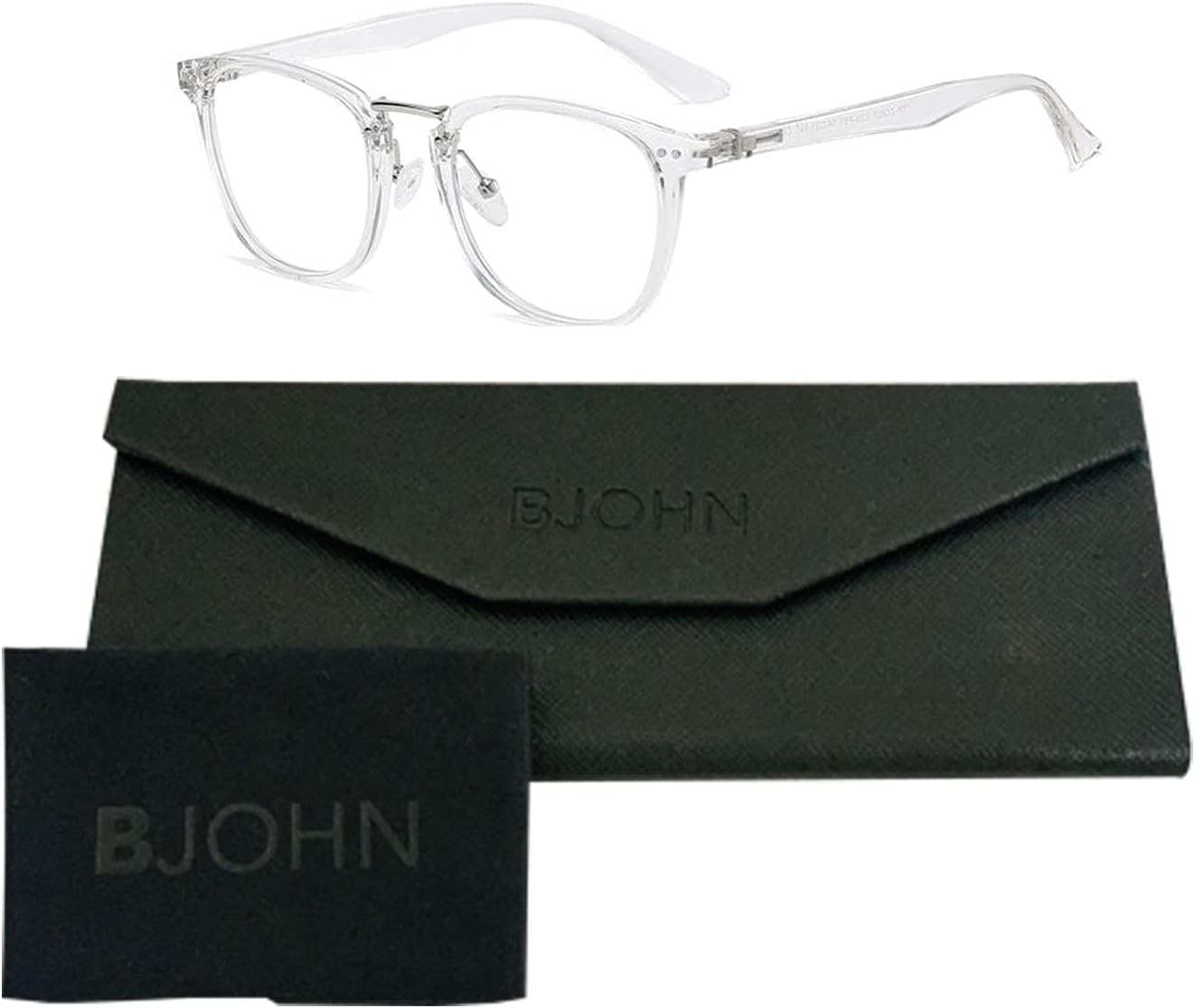 BJOHN Blue Light Blocking Eyewear, Computer/Gaming/TV/Phones Glasses for Women Men, Anti Eyestrain & UV Glare - Package Includes Glasses, Stylish Case, and Cleaning cloth