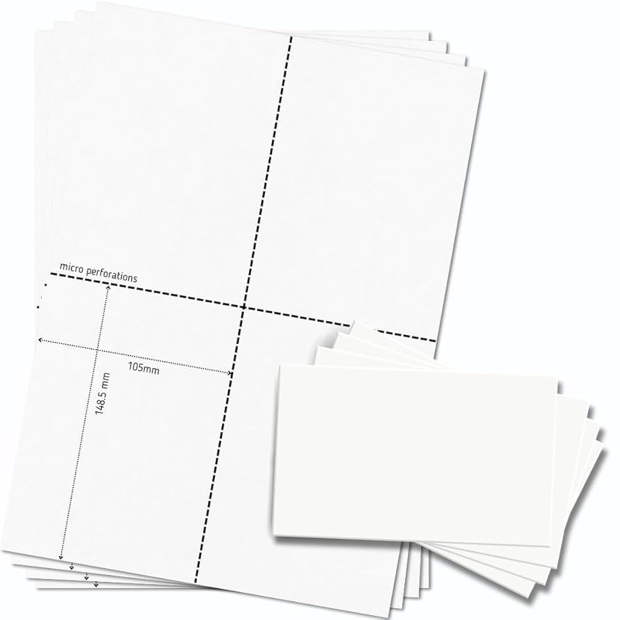 Amazon.com : OfficeGear A6 Card [65 Sheets - 260 Pack] Perforated Printable Flash Card Study Revision Index Refill Record Cards 105 x 148mm 4.1 x 5.8in - 4 Cards per White A4 for Free Printable Blank Flash Cards