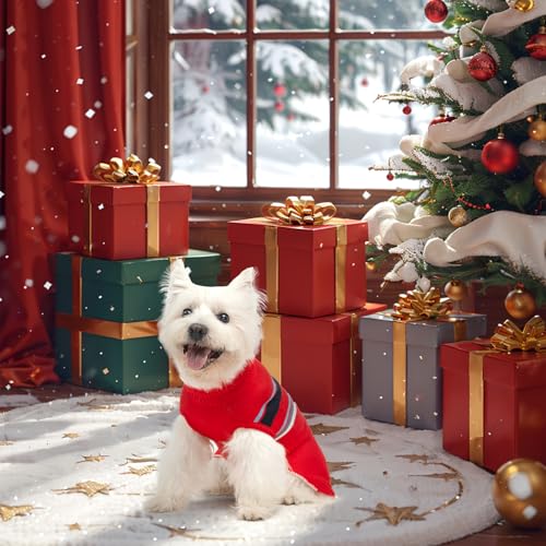 Image of PAWCHIE Dog Sweater - Warm Turtleneck Coat for Medium to Large Dogs, Stretchy Knitted Outfit for Girls & Boys, Red