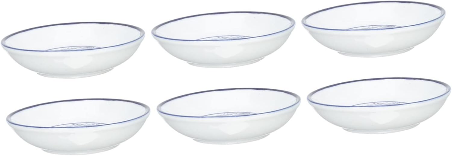 OUNONA 4pcs Manufactured Ceramic Blue and White Plate Sauce Condiment Serving Dish Spice Plate for Home Restaurant Use
