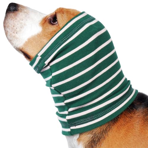 Image of Nanaki Calming Hoodie Dog Grooming Ear Cover Anxiety Relief-No Shake Dog Ear Wrap Hematoma, Striped Head Wrap Snoods for Noise Protection, Bath, Fireworks, Thunderstorm, Blow Drying, Warm-Keeping