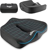 Feagar Coussin de Chaises en Mousse à Mémoire - Coussin Coccyx Ergonomique pour Siège Voiture Auto Conducteur Fauteil Bureau Fauteuil Roulant,Coussin Sciatique,Coussin d Assise,Noir