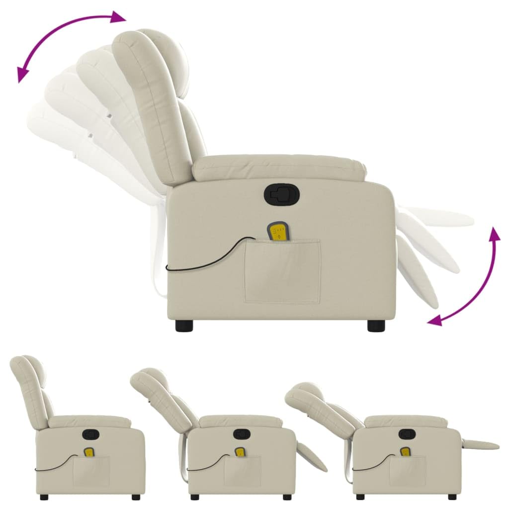 Festnight Sedile Massaggiante Poltrone Relax Poltrone Massaggianti Poltrona Relax Massaggiante Sedia Massaggiante Poltrona da Massaggiante Reclinabile Crema Similpelle