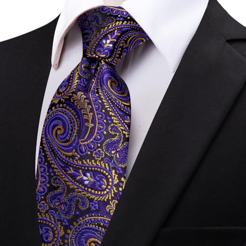 Image of YourTies Paisley Men's Necktie Woven Silk Floral Ties for Men Designer Formal Business Party Wedding