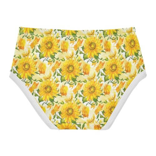 Joisal Toddler Girls Underwear 2t Cotton Cute Panties Girl Flower Briefs Kids Undies Floral Light Yellow Sunflowers2