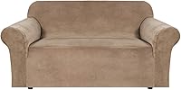 Vista 104 de H.VERSAILTEX Funda de terciopelo elástico para sillón, funda para sillón de 1 cojín para sala de estar, funda de muebles hecha de terciopelo grueso