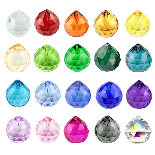 East Leaf サンキャッチャーパーツ クリスタルパーツ しずく型 プリズム カラフル 穴付 (20個, 20色, 15mm)（Amazon）