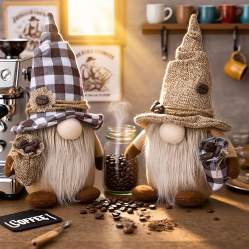 2 Stück Kaffee Wichtel Frühling Sommer Wichtel Herbstdeko Wichtel Figuren Frühling Kaffeebar Deko Figuren Dekoration Frühlingdeko Herbstdeko Zum Aufhängen Plüsch Herbst Zwerg Plüsch Das Erntedankfest